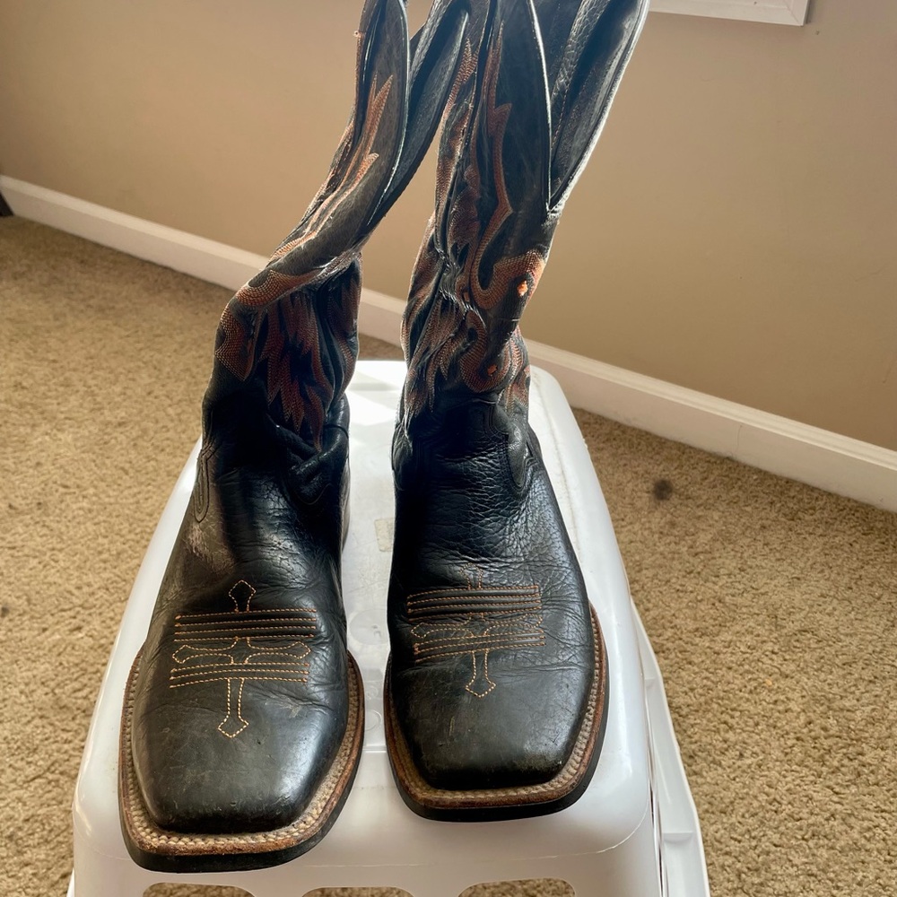 Black Leather Cowboy Boots